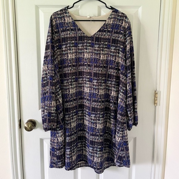 Pinkblush Navy and Cream Long Sleeve Dress - Plus Size - Picture 1 of 4